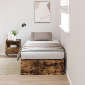 vidaXL Pat de depozitare din stejar fumuriu 75x190 cm
