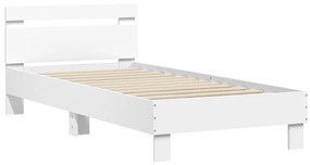 838533 vidaXL Cadru de pat cu tăblie, alb, 90x200 cm, lemn prelucrat