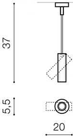 Spot directionabil cu brat, aplicat de tavan/plafon LENS ROUND negru