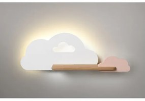 Aplică LED cu raft pentru copii CLOUD LED/5W/230V alb/roz