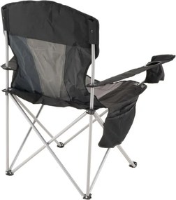 Scaun de camping pliabil XL cu geantă frigorifică, negru/gri
