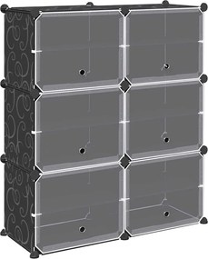 vidaXL Organizator cub de depozitare cu 6 cuburi și uși PP negru