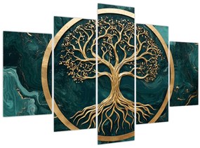 Tablou – Arborele vieții auriu în marmură (150x105 cm)