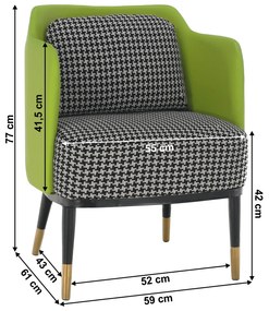 Fotoliu design, model alb-negru/ piele ecologică verde, EMREN