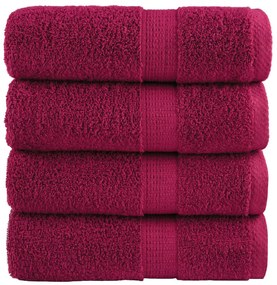vidaXL Prosoape de baie premium SOLUND, 4 buc., bordeaux, 30x30 cm, 600 g/m²