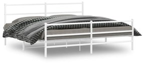 355436 vidaXL Cadru pat metalic cu tăblie de cap/picioare , alb, 180x200 cm