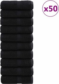 vidaXL Prosop pentru musafiri SOLUND 50 pcs Negru 30 x 50 cm 550 gsm