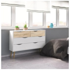 Comodă Tvilum Oslo, 99x82 cm, alb-natural