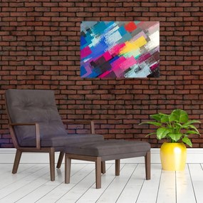 Tablou pe sticlă - Dungi colorate cu pensula (70x50 cm)