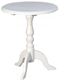 Masuta de cafea, alba, din lemn de pin, cu aspect clasic, Pedestal