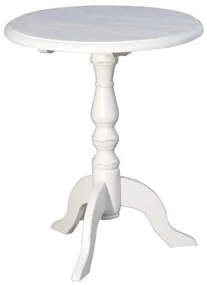 Masuta de cafea, alba, din lemn de pin, cu aspect clasic, Pedestal
