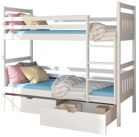 Expedo Pat supraetajat pentru copii PANDA + 2 saltea, 80x180, alb