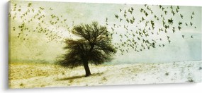 Tablou - cu multe păsări pictate (120x50 cm)