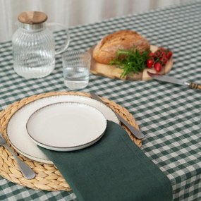 Față de masă din in 140x200 cm Forest Green Gingham – Linen Tales
