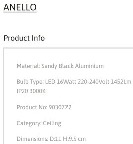 Spot LED aplicat diametru 11cm ANETO negru, NVL-9030772