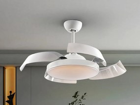Lustra LED cu Ventilator si telecomanda, lame retractabile Enzo alb