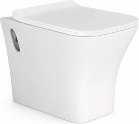 OSLO || Vas toaletă suspendat, cu spălare adâncă, cu capac WC slim, ceramică, alb