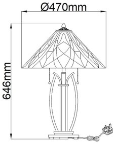Elstead QZ-VICTORY-TL - Lampă de masă Tiffany VICTORY 2xE27/60W/230V