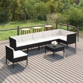 3094388 vidaXL Set mobilier de grădină cu perne, 8 piese, negru, poliratan