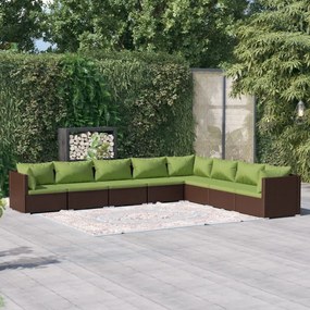 3101772 vidaXL Set mobilier de grădină cu perne, 8 piese, maro, poliratan