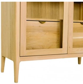 Vitrina, natur, din lemn de stejar, L108 cm, aspect rustic, Ernest