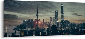 Tablou cu orașul în amurg (120x50 cm)