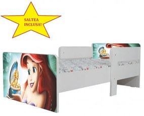 Pat Star imprimat cu Ariel-Mica Sirena, cu protectie si saltea, 140x70 cm