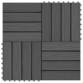 Placi podea in relief, WPC, 11 buc., 30 x 30 cm, 1 mp, negru Negru, 1