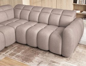 Colțar maro deschis extensibil/cu spațiu de depozitare cu tapițerie din țesătură bouclé (cu colț pe partea stângă/în formă de ”L”) Falconn – ELTAP