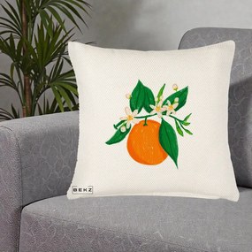 Perna Decorativa Portocala in Floare, 40x40 cm, Crem Reliefat, Husa Detasabila, Perna Inclusa, BEKZ®