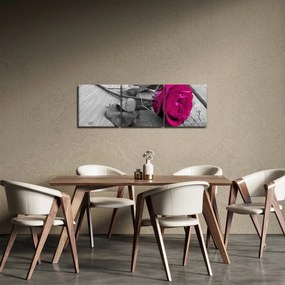 Tablou - Trandafir roz (cu ceas) (90x30 cm)