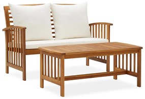 310263 vidaXL Set mobilier de grădină cu perne, 2 piese, lemn masiv de acacia