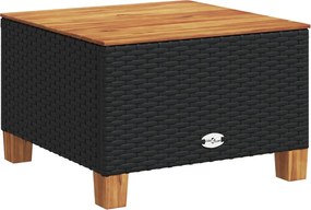 vidaXL Masă de grădină, negru, 55x55x36 cm, poliratan și lemn acacia