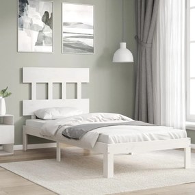 3193587 vidaXL Cadru de pat cu tăblie, alb, 100x200 cm, lemn masiv