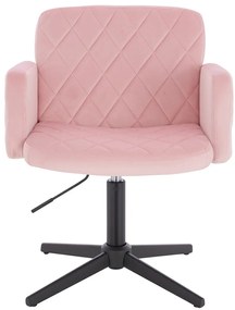 HR802CROSS Scaun Roz Pudra din Catifea cu Bază Neagră