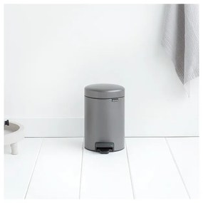 Cos de gunoi cu pedala Brabantia NewIcon 648999, 3 L, Inchidere lina, Baza antiderapanta, Gri