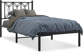 vidaXL Cadru de pat metalic cu tăblie, negru, 75x190 cm
