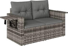 Outsunny Canapea ratan 2 locuri cu perne pliabilă tăvi laterale lounge set șezut Gri deschis | Aosom Romania