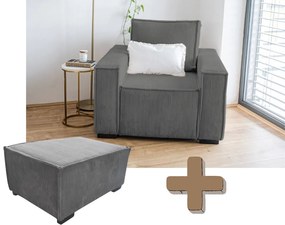 Fotoliu cu taburet SMART SET, gri inchis