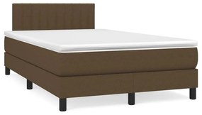 vidaXL Pat box spring cu saltea, maro închis, 120x190 cm, textil