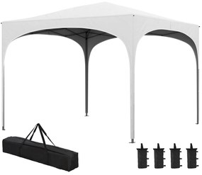 Outsunny Cenador de Grădină Pliabil cu Înălțime Reglabilă Geantă de Transport Impermeabilă Anti-UV și Saci de Nisip Alb | Aosom Romania