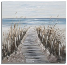 Tablou decorativ din panza si lemn de pin, 100 x 3,8 x 100 cm, Beach Mauro Ferreti