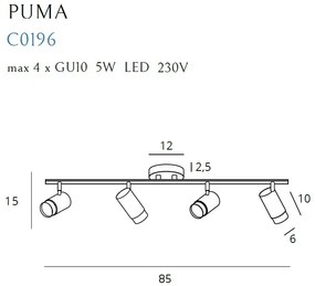 Lustra design minimalist cu 4 surse de lumina Puma C0196 MX