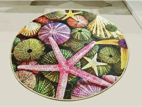Covoras baie ESTRELLA, 100x100 cm, forma rotunda, poliester, multicolo