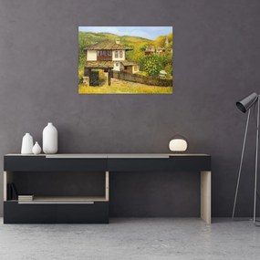 Tablou pe sticlă - Cabane în timpul verii (70x50 cm)