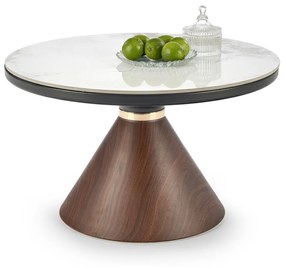 Masuta de cafea Genesis marmura alba/nuc - H43 cm