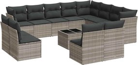 vidaXL Set canapele de grădină cu perne, 13piese gri deschis poliratan