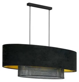 Lustră pe cablu Duolla DOUBLE OVAL RATTAN 2xE27/15W/230V negru/ratan