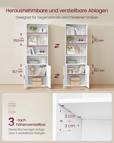 Biblioteca, Alba, Alb, 24x60x175 cm