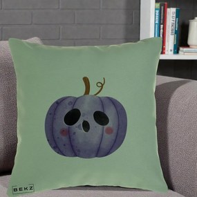Perna Decorativa Dovleac Halloween Mov Kawaii, 40x40 cm, Verde, Husa Detasabila, Perna Inclusa, BEKZ®